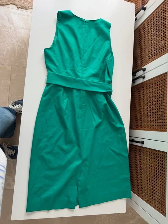 J. Crew Emerald Green Sleeveless Belted Retro Green Midi Dress | NWT - Picture 5 of 5